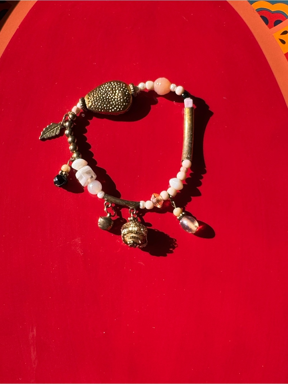 ✨BUNDLE 5 items for $20✨ Gold and Pink Beaded Charm Bracelet - Women's Jewelry